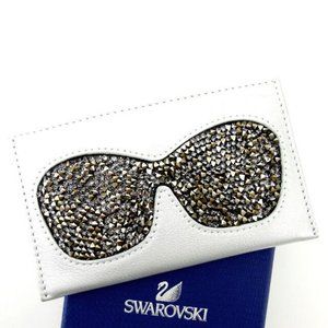 SWAROVSKI Card Case Silver Black Woman Authentic Used